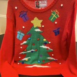 Vintage CHRISTMAS TREE UGLY Cute SWEATER Women's size Large